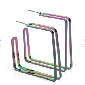 Take Square MULTI Hoop EARRINGS Oil Spil